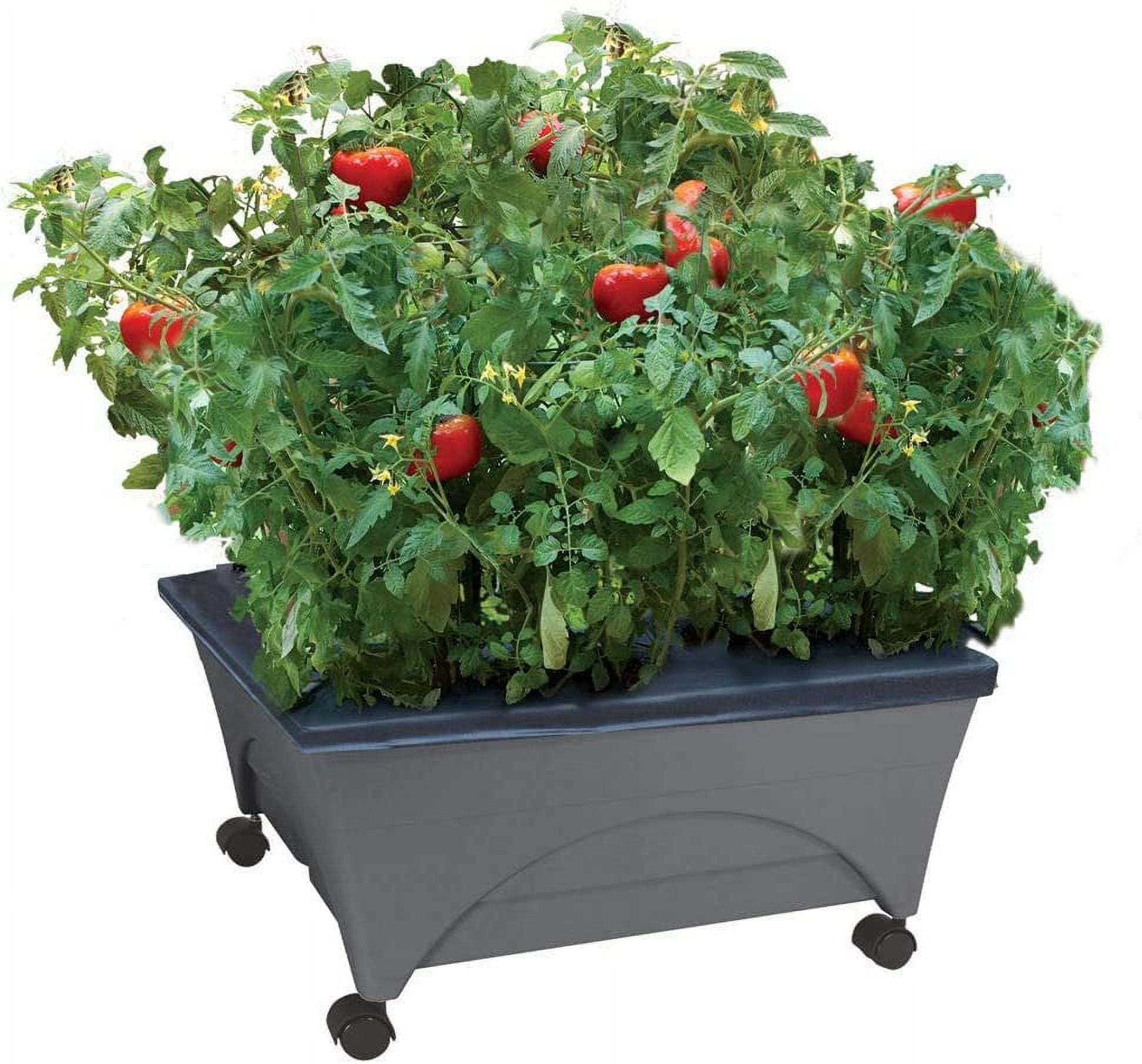 Slate Gray Resin Mobile Raised Garden Bed with Casters