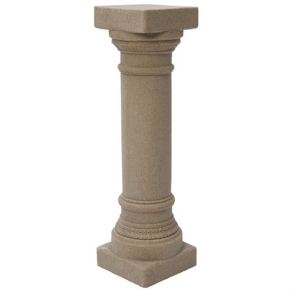 Emsco Group 32" Greek Column Garden Statue, Natural Sandstone, Resin, Lightweight