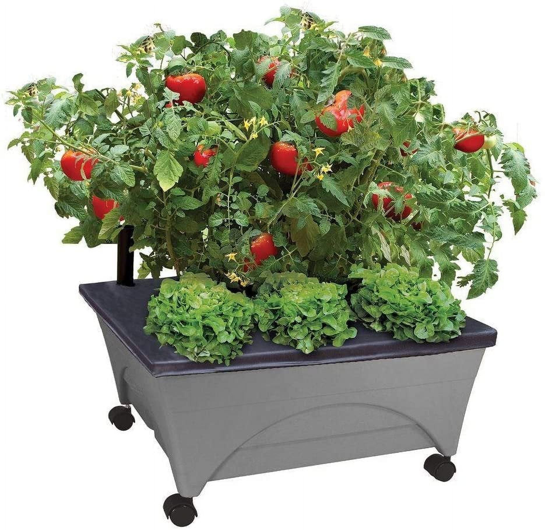 Slate Gray Resin Mobile Raised Garden Bed with Casters
