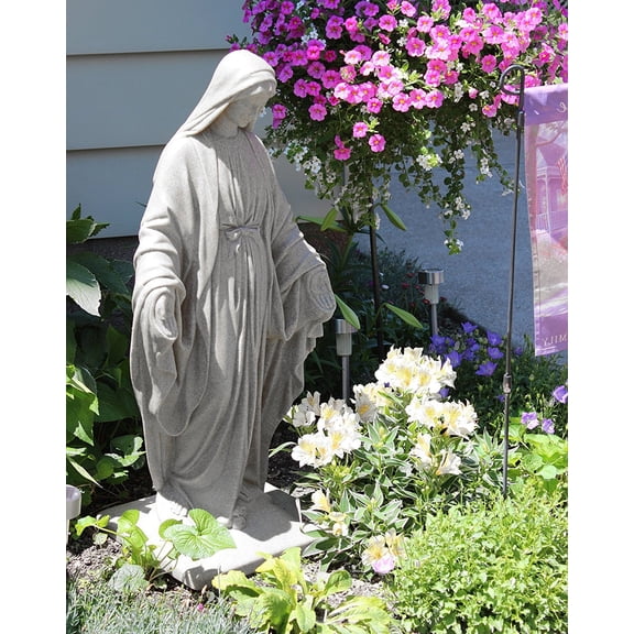 Emsco Group Virgin Mary Garden Statue, 34", Natural Granite Appearance, Resin, Lightweight