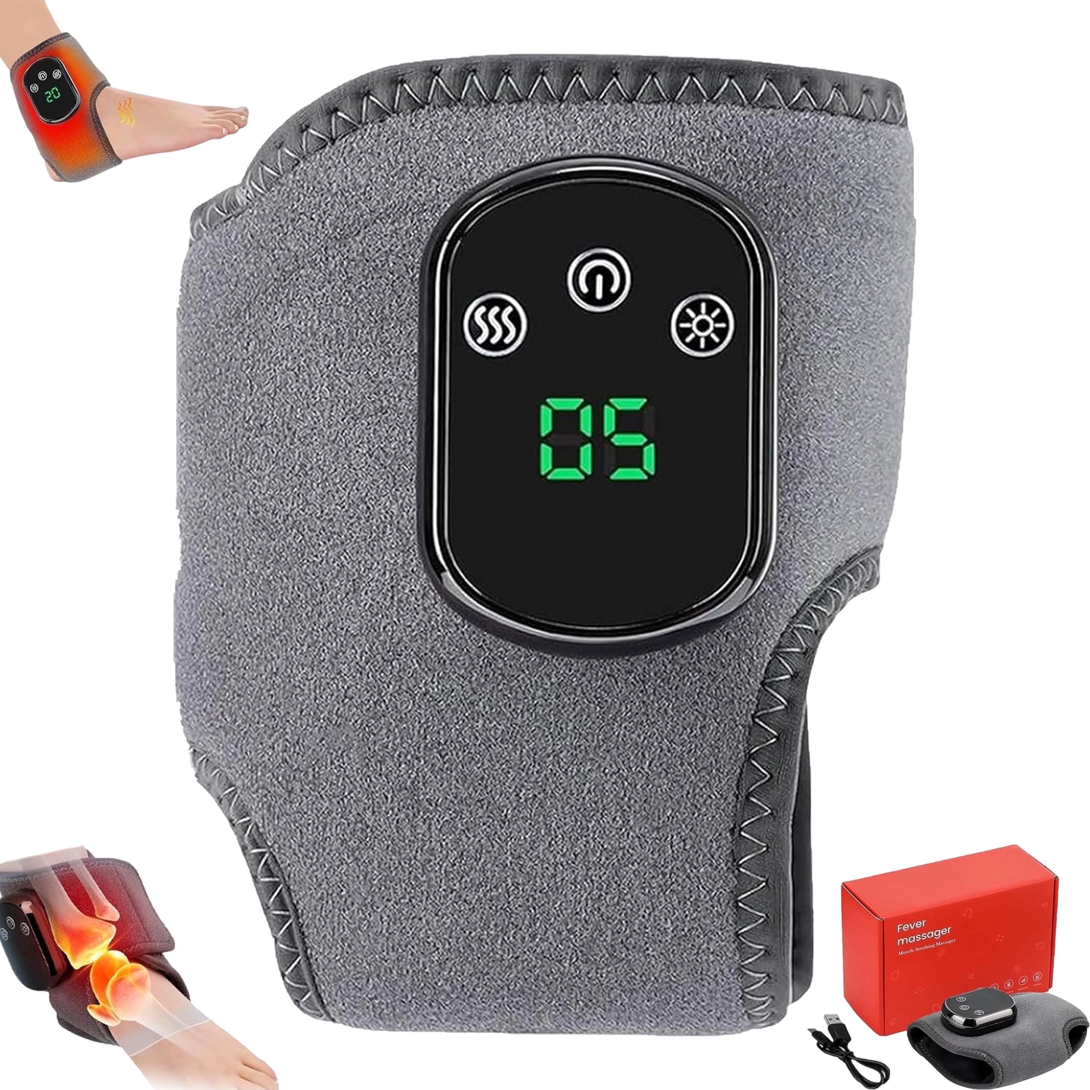 KANOHENO Foot Massager,Portable Wireless Triple Therapy Massager with 3-Speed Vibration & 5-Temperature Heat Settings,Touch Screen for Home,Office,Travel Use