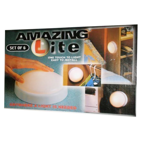 Emson -Amazing Lite Touch Sensitive LED Lamp Bedside Garage Walkway Novelty Lighting- Set of 6 White