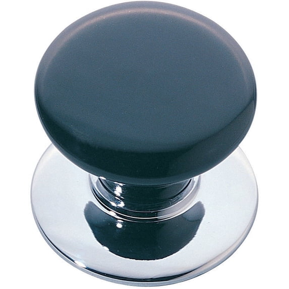Emtek 86009 Ebony 1-3/8" Mushroom Cabinet Knob From The Porcelain Collection - Chrome