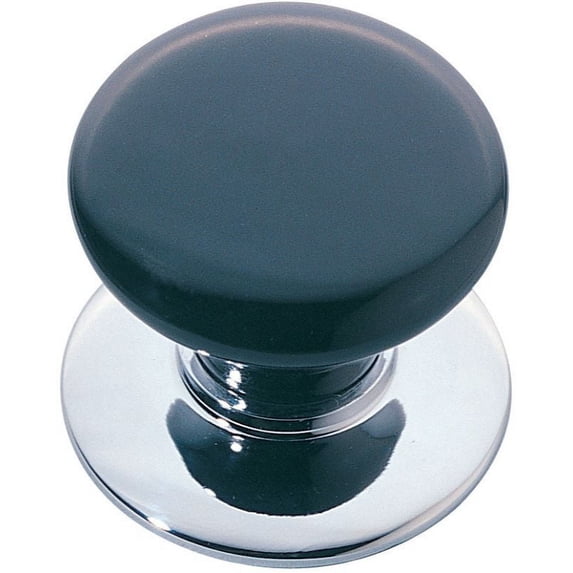 Emtek 86009 Ebony 1-3/8" Mushroom Cabinet Knob From The Porcelain Collection - Brass