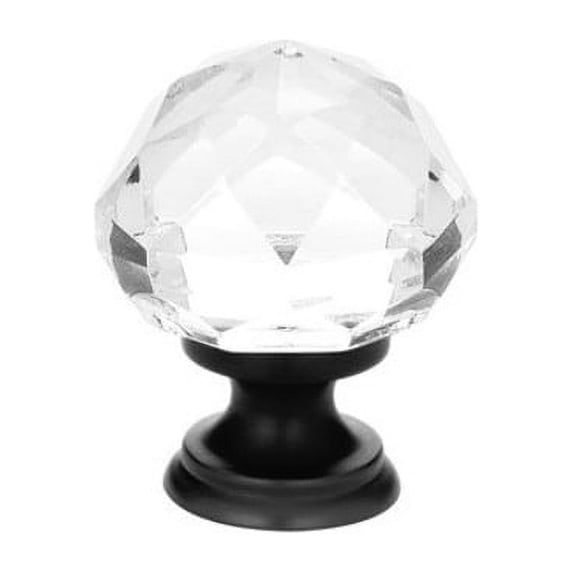 Emtek 86012 Diamond Glass 1-1/4" Mushroom Cabinet Knob - Black