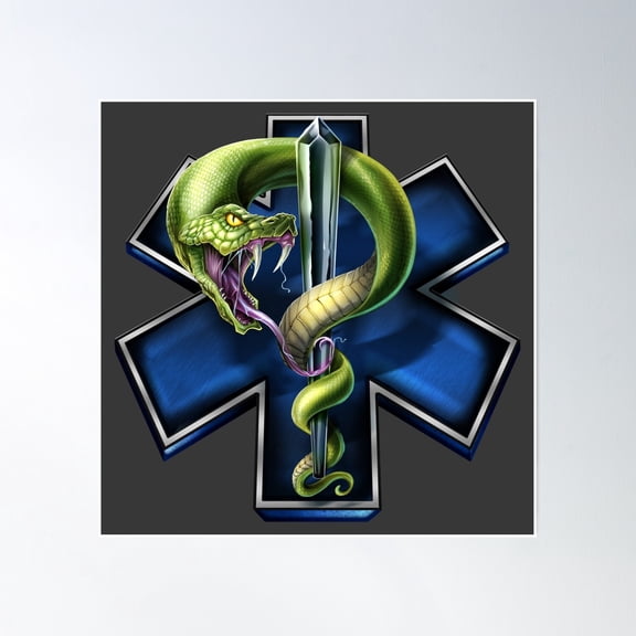 Emt Ems Star Of Life Emergency Medical Technician Gift Poster Wall Art, Modern Wall Decor, 24x24 UNFRAMED