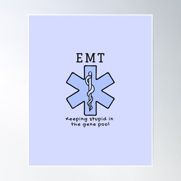 Emt Keeping Stupid In The Gene Pool Ems, Paramedic Poster Wall Art, Modern Wall Decor, 8x12 UNFRAMED