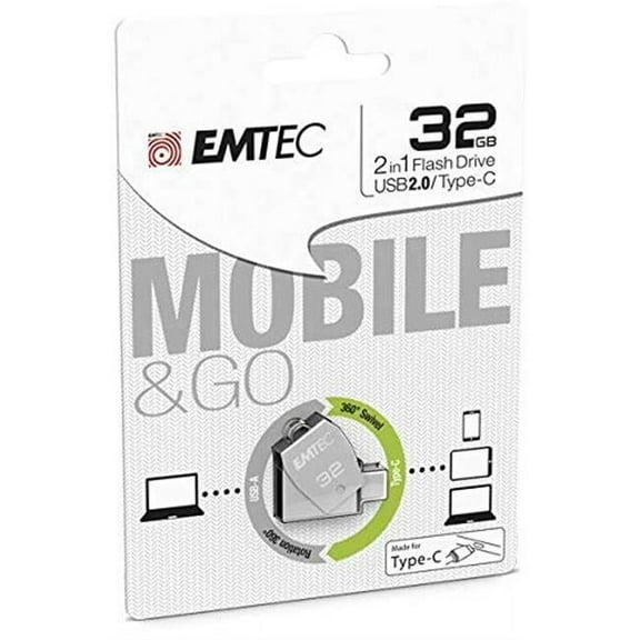 Emtec ECMMD32GT252C 32 GB USB 2.0 Dual Type-C T250C Flash Drive