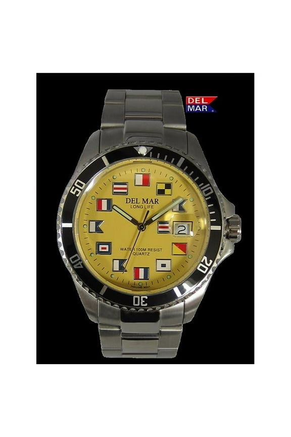 50376 Mens Long Life Yellow Face Nautical SS Band Watch 6