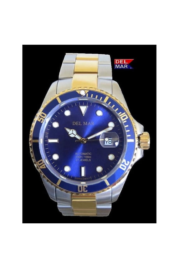 50388 Del Mar Men's Premier Automatic Watch Blue Dial, Two-Tone SS Band 8