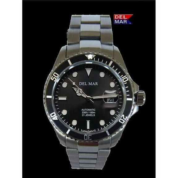 Emtech La Costa Co. 50390 Del Mar Men's Premier Automatic Watch Black Dial, Stainless Steel Band 0