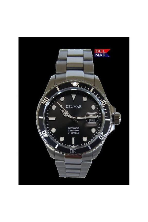 50390 Del Mar Men's Premier Automatic Watch Black Dial, Stainless Steel Band 0