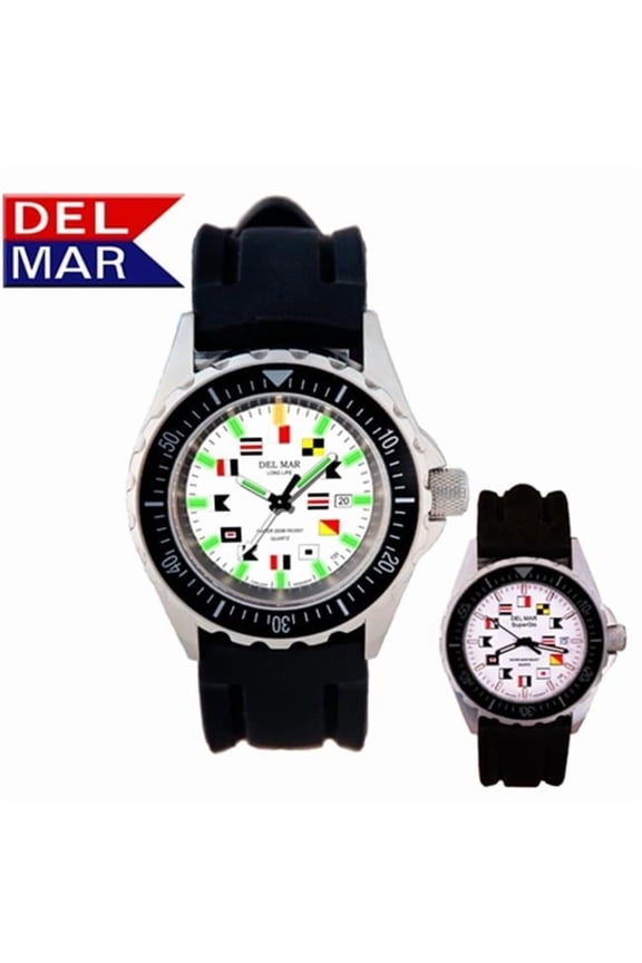 Co  Nautical SuperGlo Watch - White Face with Nautical Flags - 45mm/50mm