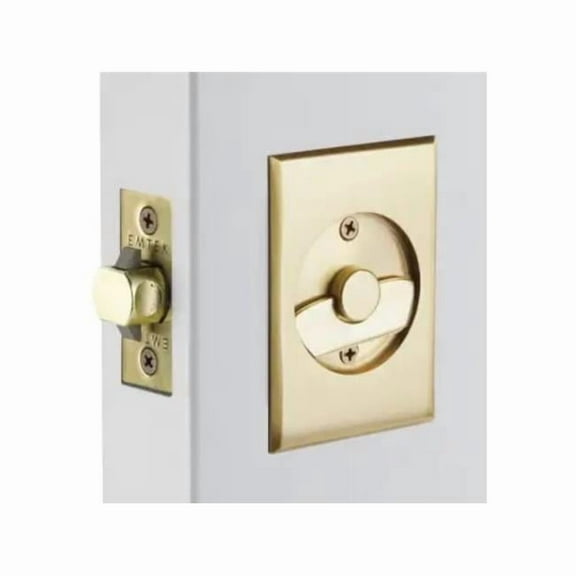 Emtek 2014US7 1.37 to 1.75 in. Rectangular Passage Pocket Door Tubular Lock with Passage Strike Plate - French Antique Brass