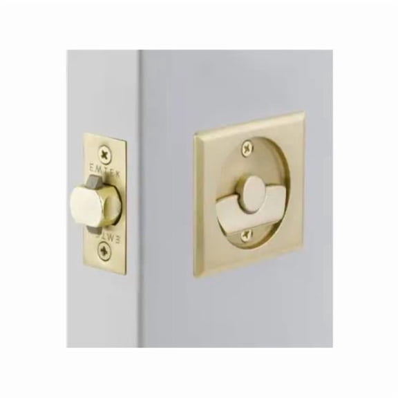 Emtek 2134US14 1.37 to 1.75 in. Square Passage Pocket Door Tubular Lock with Passage Strike Plate - Polished Nickel