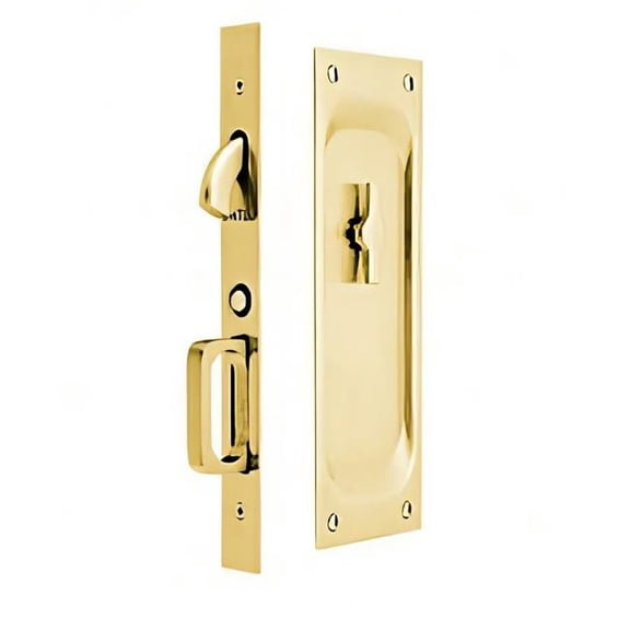 Emtek 2105US3NL138 Priv Pocket Door Mortise Lock for 1.37 in. Door, Unlacquered Brass