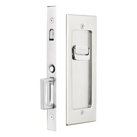 Emtek 2115US26138 Modern Rectangular Privacy Pocket Door Mortise Lock for Door, Bright Chrome