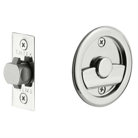 Emtek 2145US26 2.5 in. Round Tubular Privacy Pocket Door Lock, Chrome