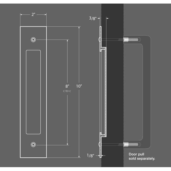 Emtek 221710 Modern Rectangular 8" Center To Center Flush Door Pull - Brass