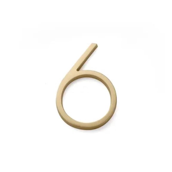 Emtek 2836US4 7 in. Modern No.6 House Number - Satin Brass Finish