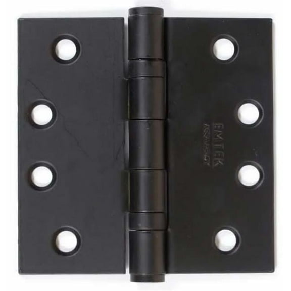 Emtek 4 x 4 in. Square Steel Heavy Duty Ball Bearing Hinges, Flat Black - Set of 2