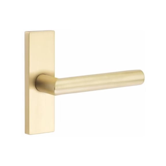 Emtek 5110STUUS4RH 2.375 in. Stuttgart Right Hand Backset Passage Lever with Square Rose for 1.25 To 2 in. Door - Satin Brass Finish