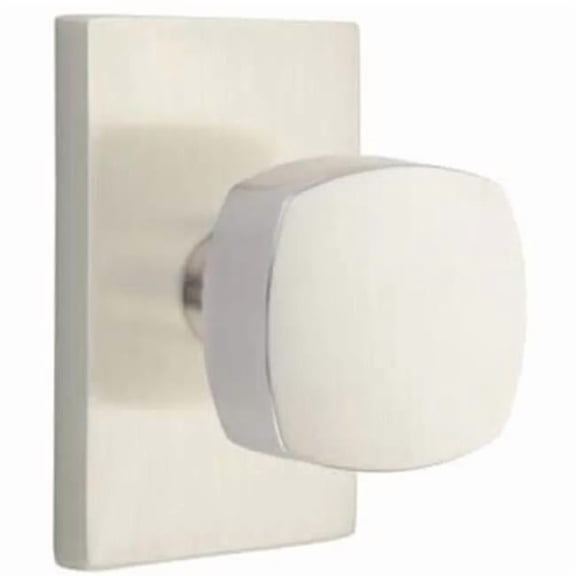 Emtek 5112FRKUS15 Freestone Knob Passage with Modern Rectangular Rose, Satin Nickel
