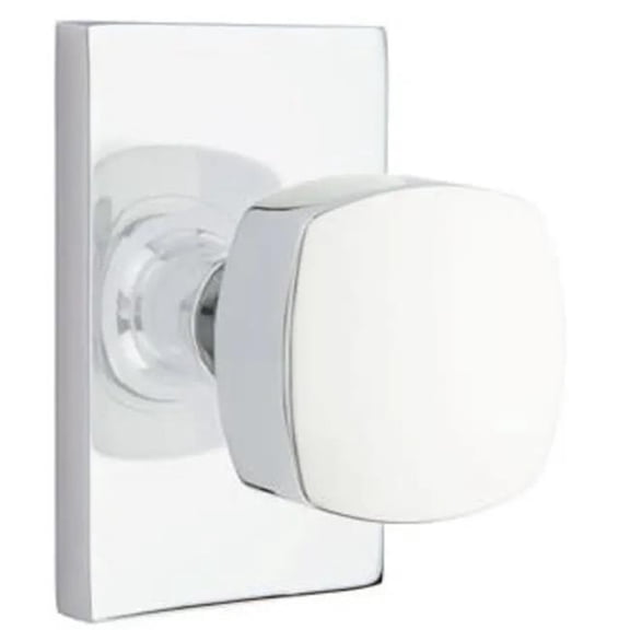 Emtek 5112FRKUS26 2.375 in. Freestone Backset Passage Knob with Modern Rectangular Rose for 1.25 To 2 in. Door - Polished Chrome Finish