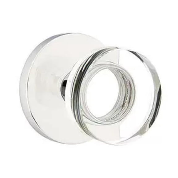 Emtek 5209MDCUS26 2.375 in. Modern Disc Glass Backset Privacy Knob with Disk Rose for 1.25 To 2 in. Door - Polished Chrome Finish