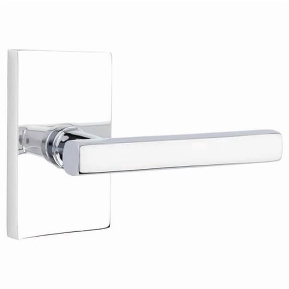 Emtek 5212FRLUS26LH 2.37 in. Freestone Left Hand Backset Privacy Door Lever with Modern Rectangular Rose for 1.25 to 2 in. Door - Polished Chrome