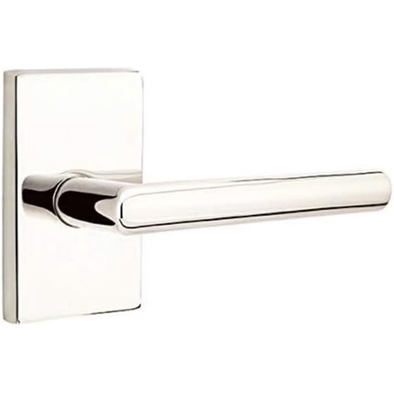 Emtek 5212STUUS14RH 2.375 in. Stuttgart Right Hand Backset Lever Privacy with Modern Rectangular Rose for 1.25 To 2 in. Door - Polished Nickel Lifetime Finish