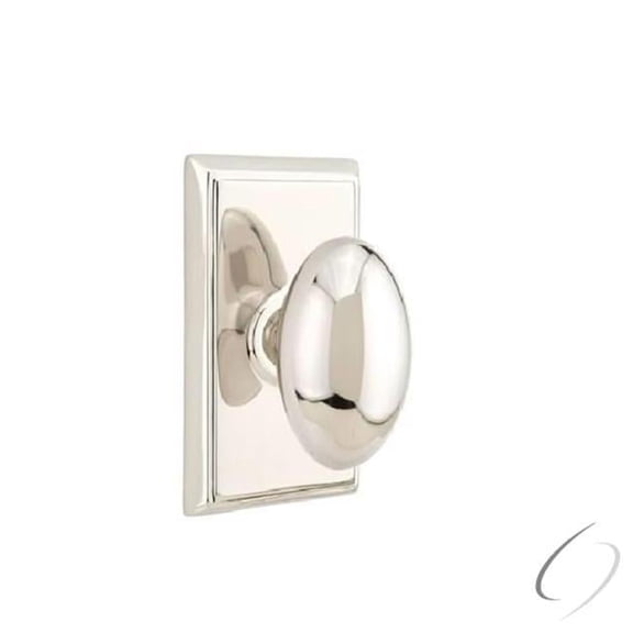 Emtek 8121EUS14 Egg Knob Passage with Rectangular Rose, Bright Nickel