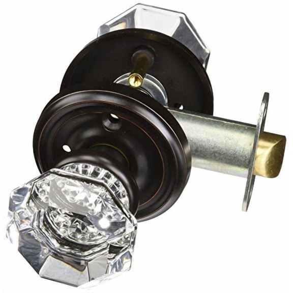Emtek 8200-OT-US10B Old Town Clear Crystal Privacy Bed/Bath Door Knob, Regular Rosette, Oil Rubbed Bronze