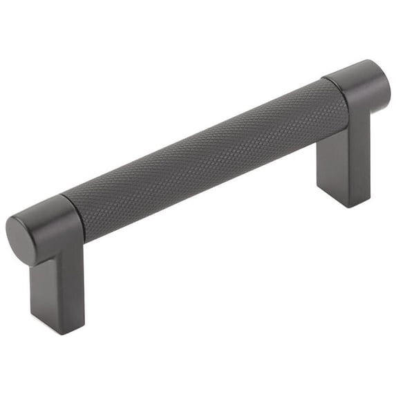 Emtek 84052.RECUS19.KNUS19 Knurled 3-1/2" Center To Center Bar Cabinet Pull - Flat Black /