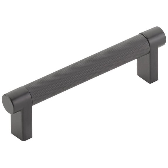Emtek 84053.RECUS19.KNUS19 Knurled 4" Center To Center Bar Cabinet Pull - Flat Black /