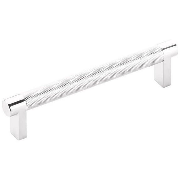 Emtek 84054.RECUS26.KNUS26 5 in. Center to Center Rectangular Stem Knurled Cabinet Pull - Polished Chrome