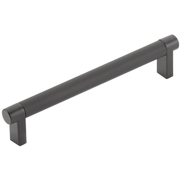 Emtek 84055.Rec.Kn Knurled 6" Center To Center Bar Cabinet Pull - Flat Black / Flat Black