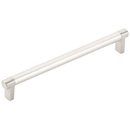 Emtek 84056.RECUS15.SMUS15 8 in. Center to Center Rectangular Stem Smooth Cabinet Pull - Satin Nickel