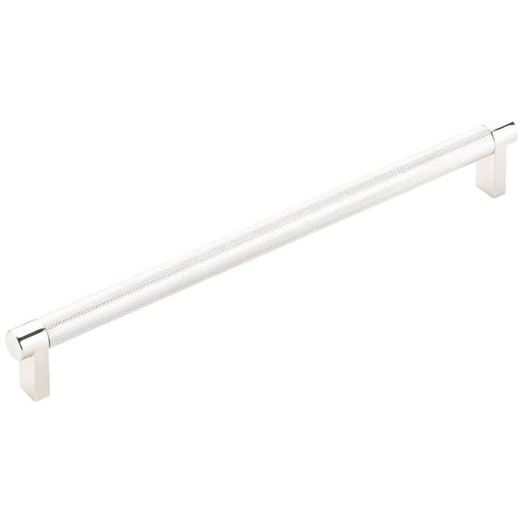 Emtek 84057.RECUS14.KNUS14 Knurled 10" Center To Center Bar Cabinet Pull - Polished Nickel