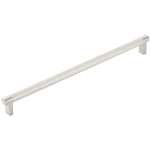 Emtek 84058.RECUS15.KNUS15 12 in. Center to Center Rectangular Stem Knurled Cabinet Pull - Satin Nickel