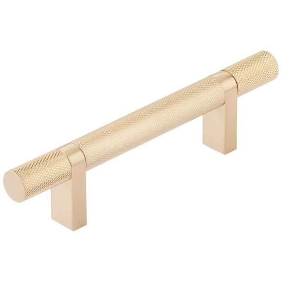 Emtek 84152.RCBUS4.KNUS4 Knurled 3-1/2" Center To Center Bar Cabinet Pull - Satin Brass /
