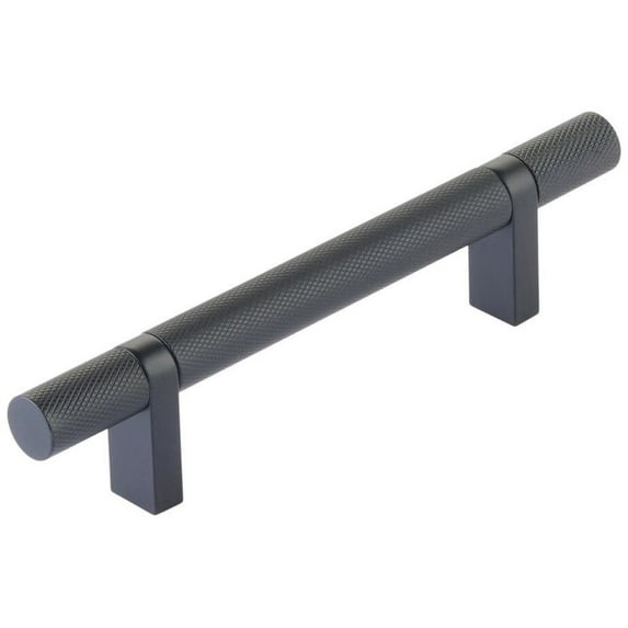 Emtek 84153.Rcb.Kn Knurled 4" Center To Center Bar Cabinet Pull - Flat Black / Flat Black