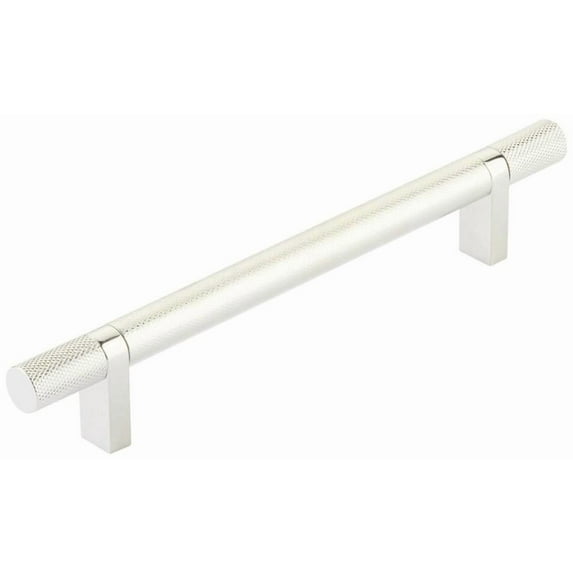 Emtek 84155.RCBUS14.KNUS14 Knurled 6" Center To Center Bar Cabinet Pull - Polished Nickel