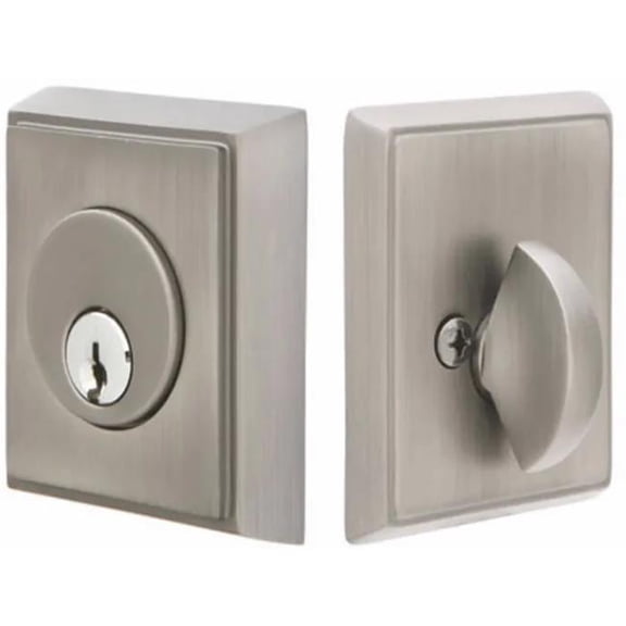 Emtek 8468US19.RLS 2.375 & 2.75 in. Rectangular Single Cylinder Deadbolt with Backset for 1.75 in. Door with Radius Latch Strike - Flat Black Finish