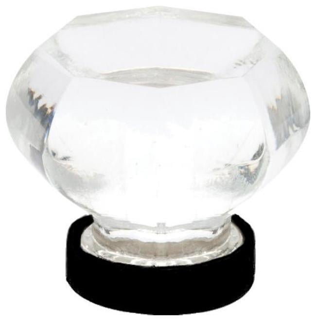 Emtek 86011US19 Old Town Glass 1-1/4" Geometric Cabinet Knob - Black