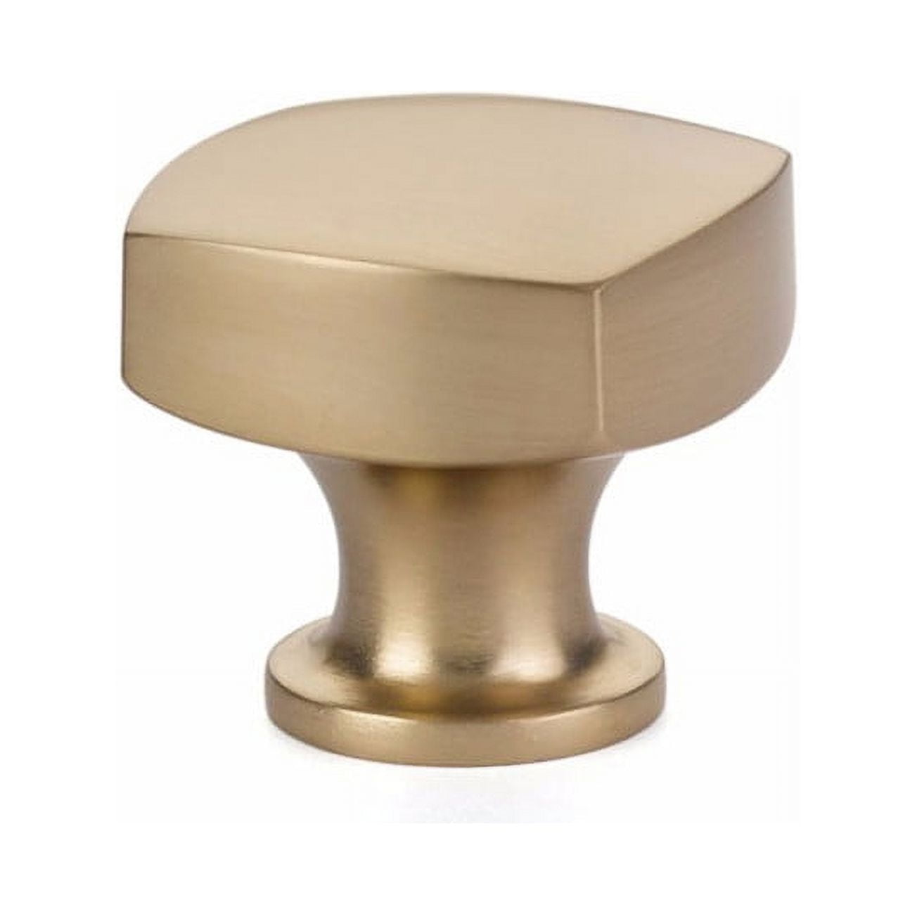 Satin Brass Modern Square Cabinet Knob with Mounting Hardware