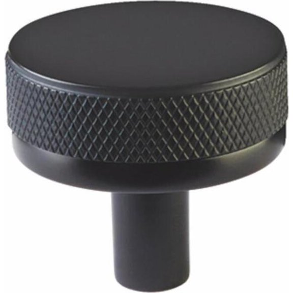 Emtek 86655.CCKUS19.KNKUS19 1.25 in. Conical Stem Knurled Select Cabinet Knob - Flat Black