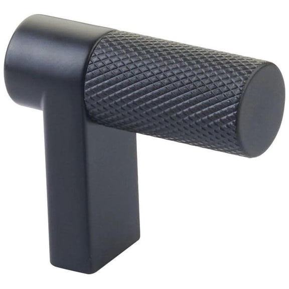 Emtek 86658.RECUS19.KNUS19 Knurled 1-1/2" Long Finger Cabinet Pull - Flat Black / Flat