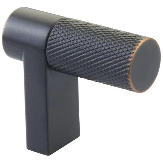 Emtek 86658.RECUS10B.KNUS10B Knurled 1-1/2" Long Finger Cabinet Pull - Oil Rubbed Bronze /