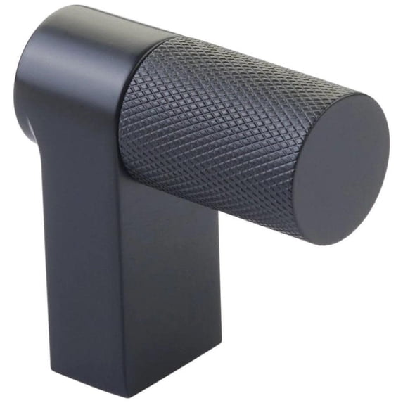 Emtek 86659.RECUS19.KNUS19 Knurled 2" Long Finger Cabinet Pull - Flat Black / Flat Black